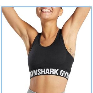 Gymshark Black Sports Bra Logo Band Women’s Size Medium Workout